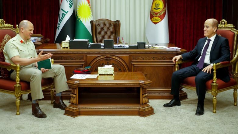 Minister of Peshmerga Affairs Shoresh Ismail Abdulla (right) met separately with US and British military officials on Tuesday, Apr. 5, 2022 (Photo: Shoresh Ismail Abdulla/Facebook)