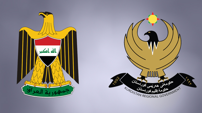 The emblems of the Kurdistan Regional Government (right) and the Government of Iraq (left). (Photo combination: Kurdistan 24)