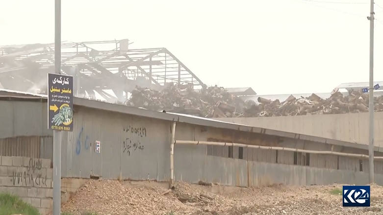 Explosion site of a steel factory in Sulaimani province, Kurdistan Region, April 9, 2022. (Photo: Kurdistan 24)