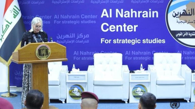 UNAMI head Jeanine Hennis-Plasschaert speaking at a seminar of the Al Nahrain Centre for Strategic Studies in Baghdad on Saturday (Photo: UNAMI PIO/Ivan Djordjevic).