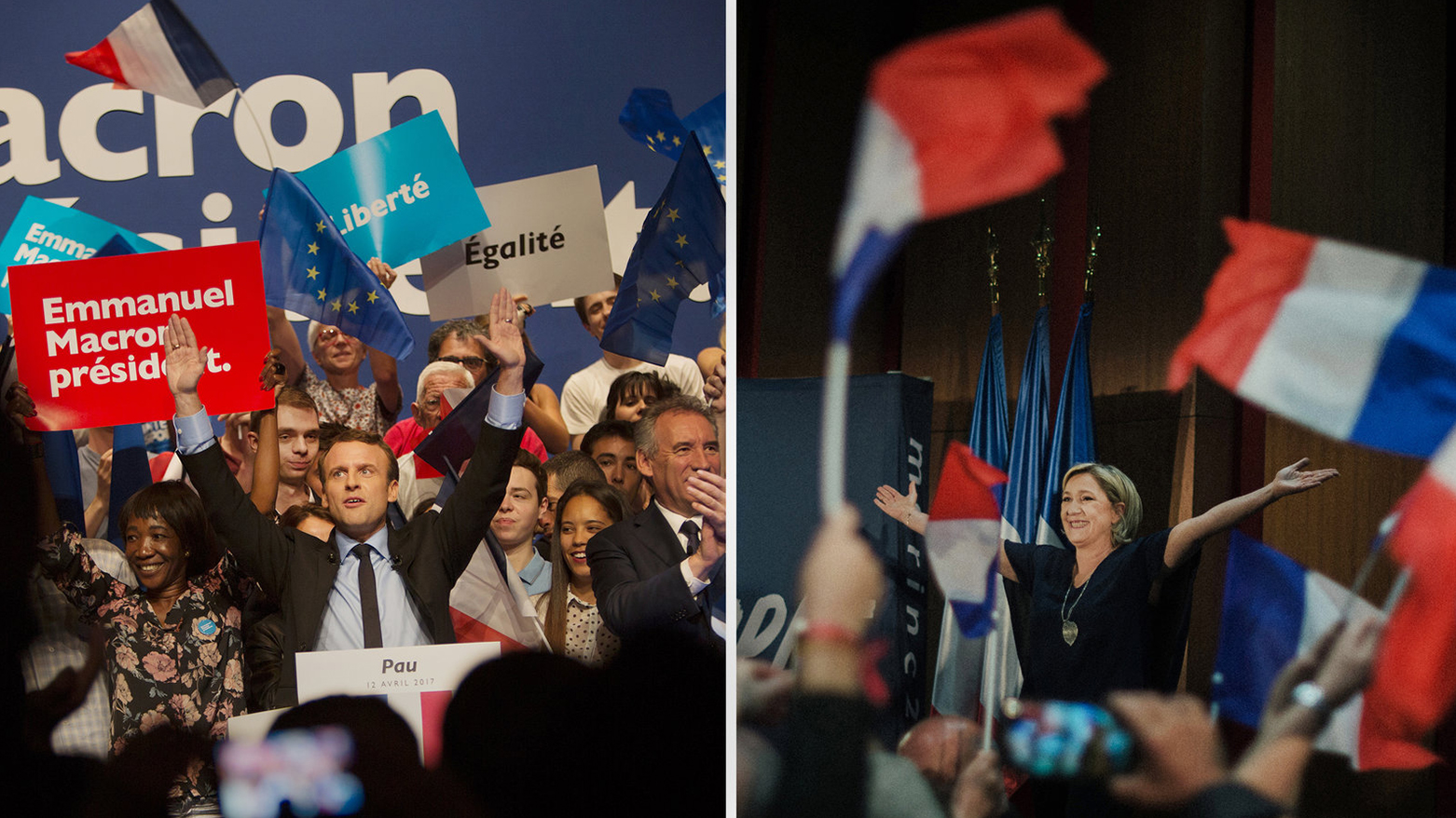مارین لوپن و امانوئل مکرون در رقیب مرحله‌ی دوم انتخابات ریاست‌جمهوری فرانسه
