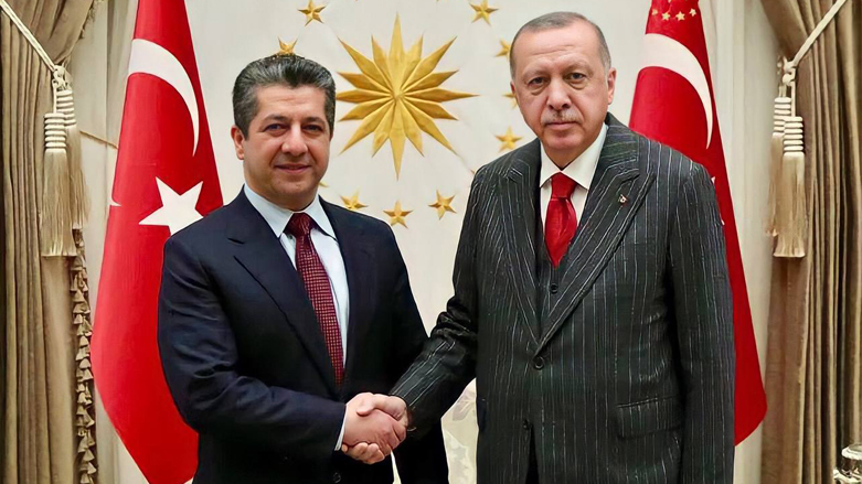 Kurdistan Region PM Masrour Barzani (left) during his meeting with Turkish President Recep Tayyip Erdogan, Nov. 28, 2019. (Photo: KRG)