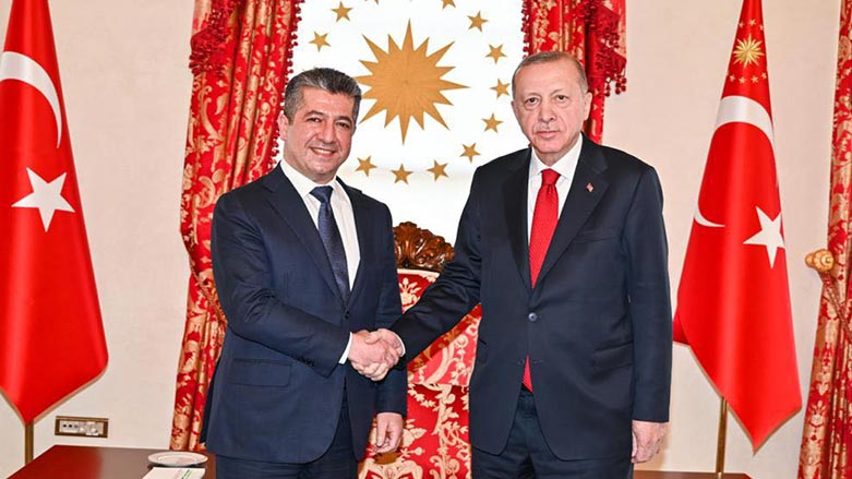 مسرور بارزانی نخست‌وزیر اقلیم کوردستان و رجب طیب اردوغان رئیس‌جمهور ترکیه