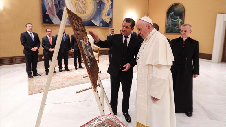 Kurdistan Region Prime Minister Masrour Barzani visiting Pope Francis at the Vatican, February 19, 2020. (Photo: KRG)