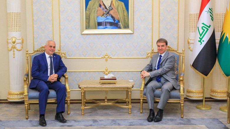 Deputy Speaker of the Kurdistan Parliament Hemin Hawrami in meeting with UNAMI’s Kurdistan Region Office Head Ricardo Rodriguez, April 18, 2022. (Photo: Kurdistan Parliament Media Office)