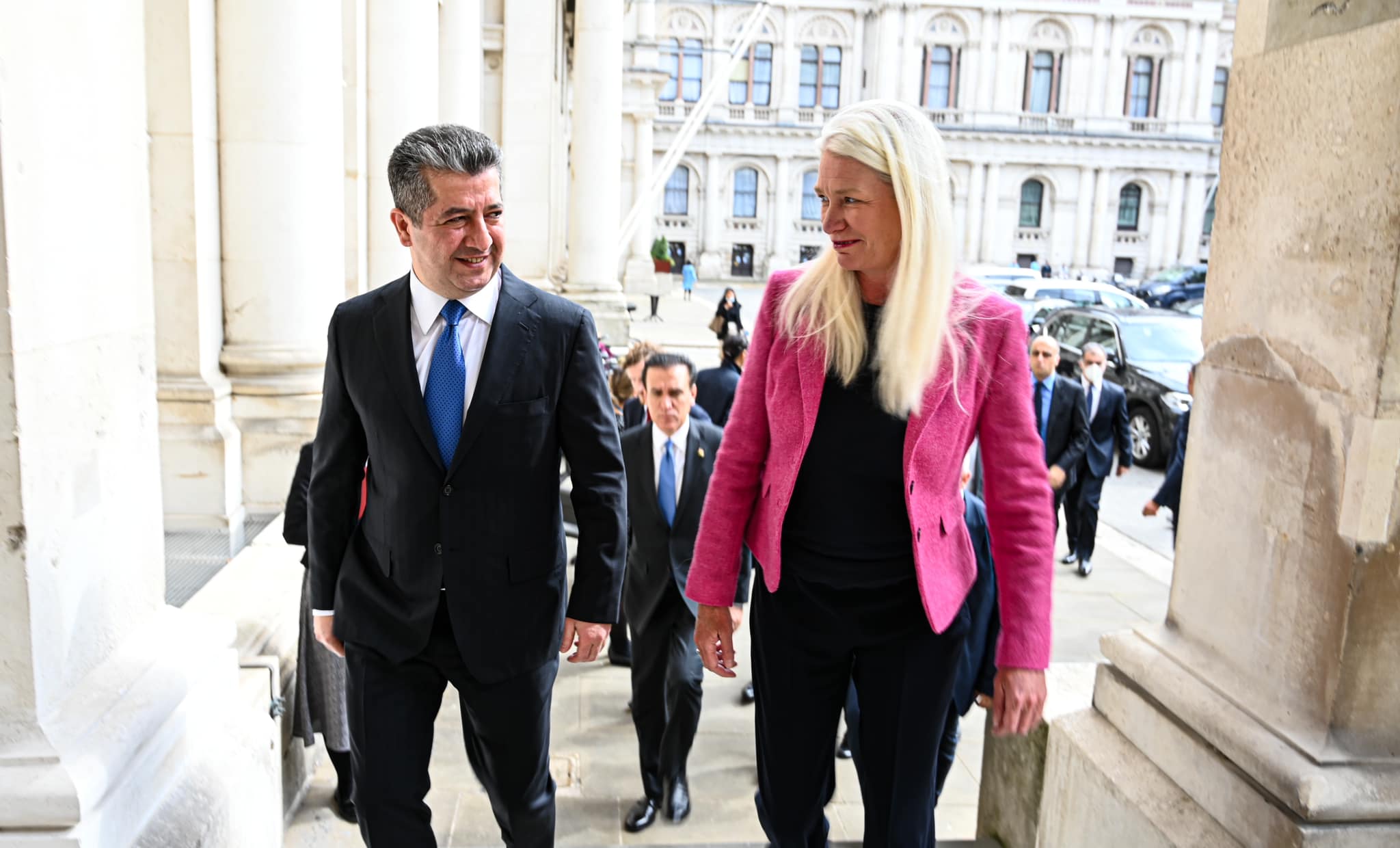 Kurdistan Region Prime Minister Masrour Barzani in meeting with British Minister of State for Asia and the Middle East Amanda Milling, Apr. 19, 2022 (Photo: Kurdistan 24)