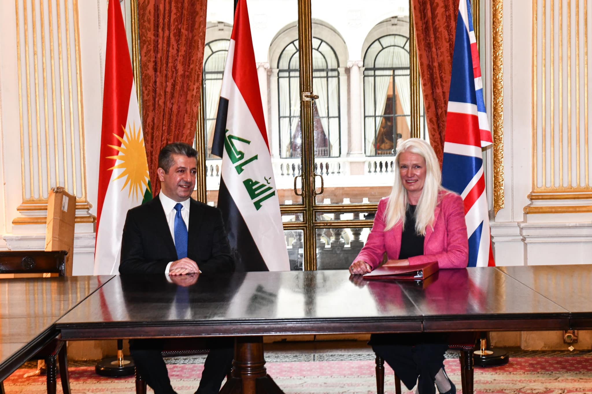 Kurdistan Region Prime Minister Masrour Barzani in meeting with British Minister of State for Asia and the Middle East Amanda Milling, Apr. 19, 2022 (Photo: Kurdistan 24)