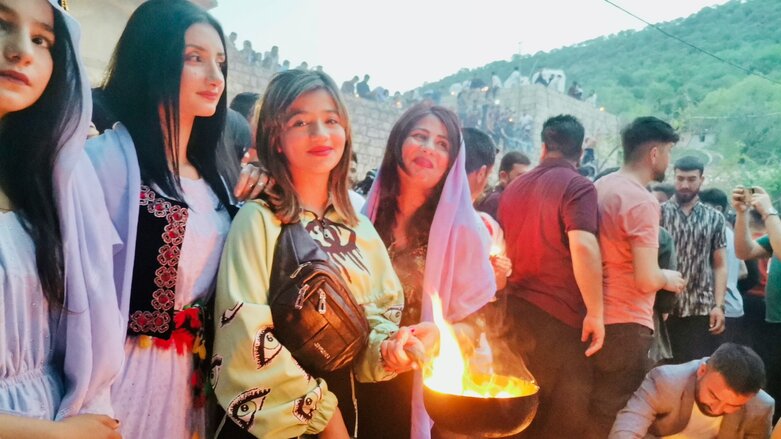 Yezidis gather at their holy Lalish Temple on eve of the Yezidi New Year, Apri. 19, 2022 (Photo: Kurmanj Nhili)