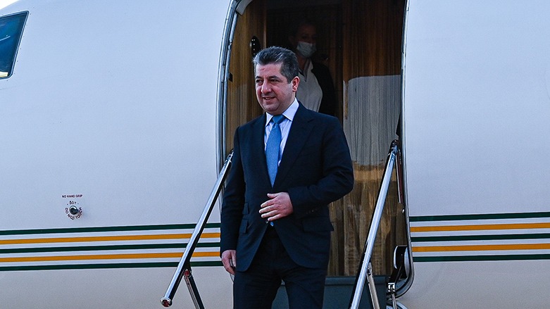 Kurdistan Region Prime Minister Masrour Barzani arrived back in Erbil on Friday, Apr 22, 2022, following his official visit to the United Kingdom. (Photo: KRG)