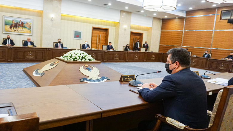 Kurdistan Region Prime Minister Masrour Barzani chairing the weekly meeting of the KRG Council of Ministers, Apr. 27, 2022. (Photo: KRG)