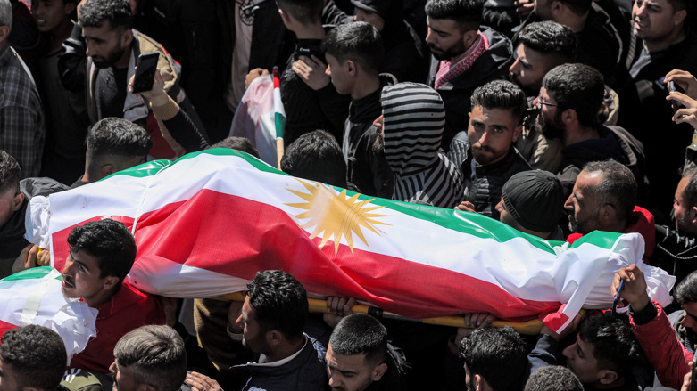 Mourners carry the coffin one of the Kurdish civilians killed in Jinderis, March 21, 2023. (Photo: Submitted to Kurdistan 24)