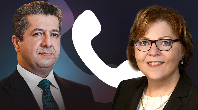 باربارا لیف دستیار وزیر خارجه‌‌ی آمریکا و مسرور بارزانی نخست‌وزیر اقلیم کوردستان