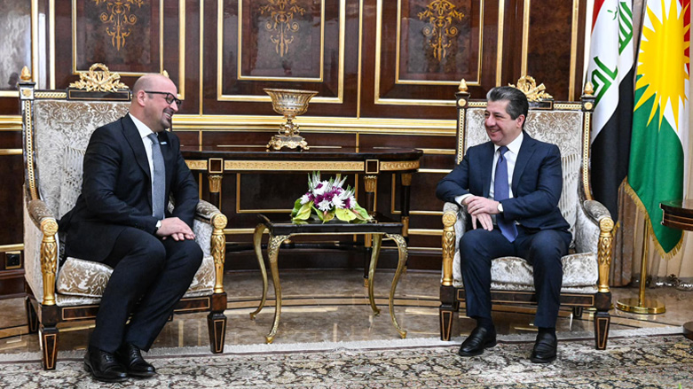 Kurdistan Region Prime Minister Masrour Barzani (right) during his meeting with Dr Ahmed Zouiten, the WHO representative in Iraq, April 17, 2023. (Photo: KRG)