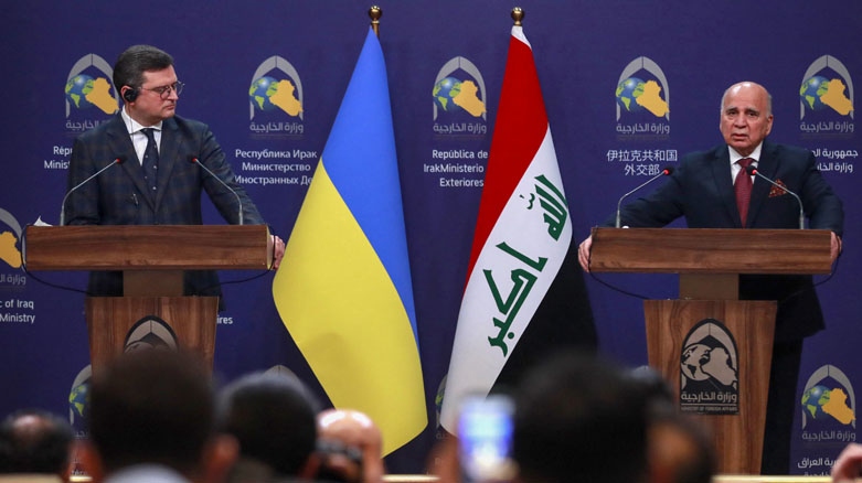 فواد حسین و دمیترو کولبا وزیران خارجه‌ی عراق فدرال و اوکراین