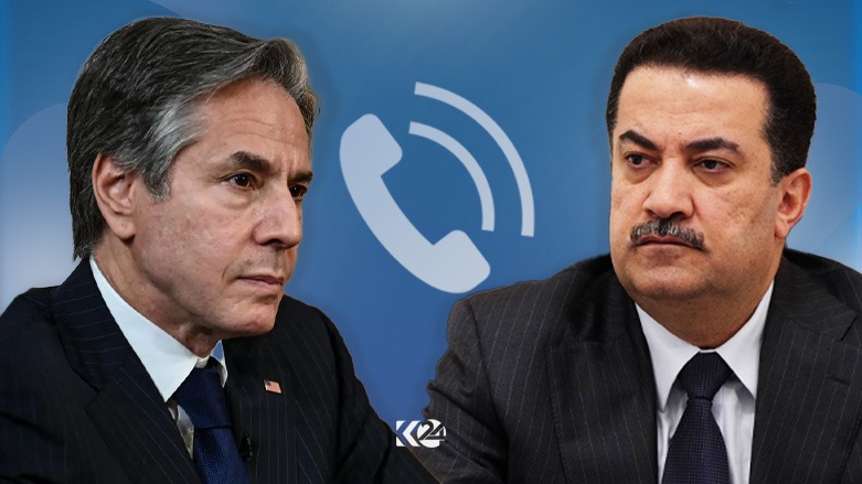 U.S. Secretary of State Antony Blinken (left) and Iraqi Prime Minister Mohammed Shia’ Al-Sudani (right) (Photo: Designed by Kurdistan 24)