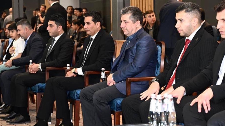 PM Masrour Barzani on Wednesday attended a football match in Erbil (Photo: KRG)