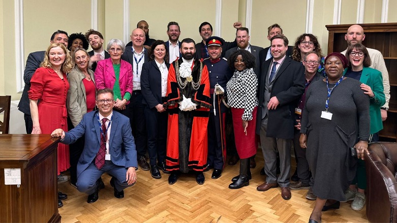 Sarbaz Barznji (center) poses for a group photo with councillors of London's Lambeth, April 26, 2023. (Photo: Sarbaz Barznji/Twitter)