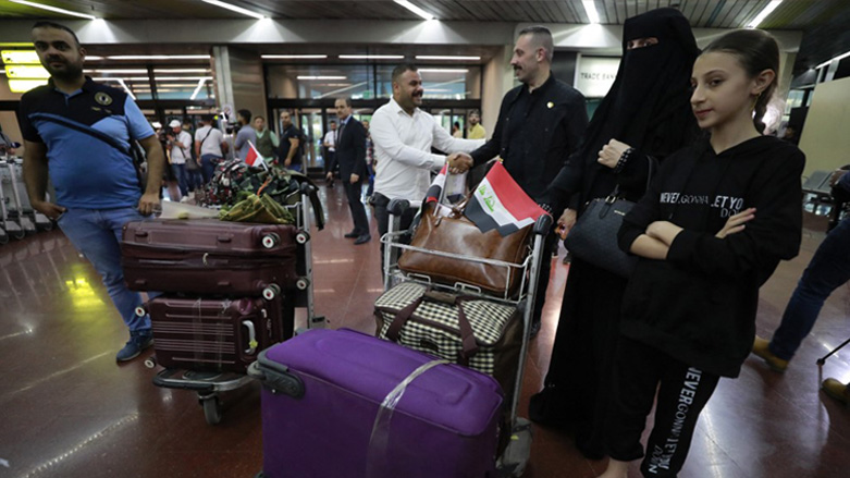 People evacuated from Sudan arrive at Baghdad International Airport, April 27, 2023. (Photo: Ahmad Al-Rubaye/AFP)
