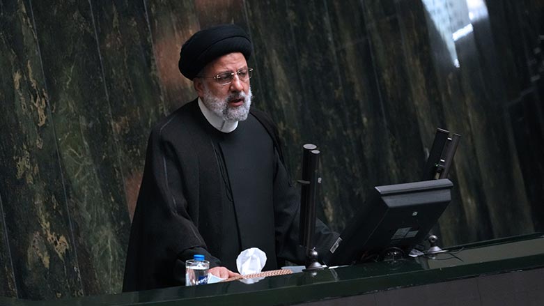 Iranian President Ebrahim Raisi speaks during an open session of parliament, April 30, 2023. (Photo: Vahid Salemi/ AP)