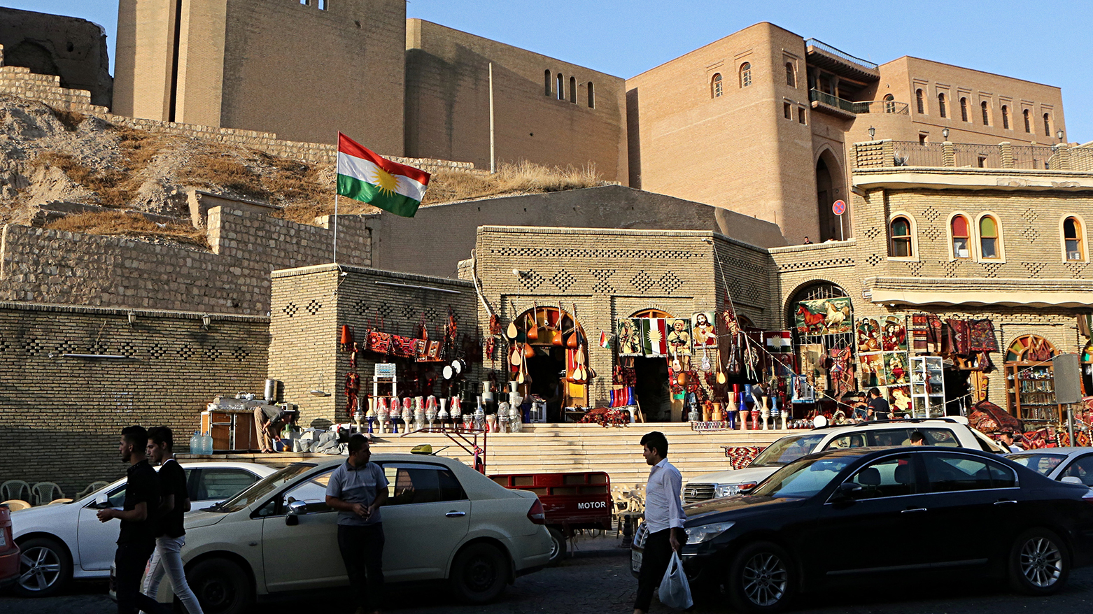 Souvenirs shops near the citadel in central Erbil, Kurdistan Region. (Photo: AP/Khalid Mohammed)
