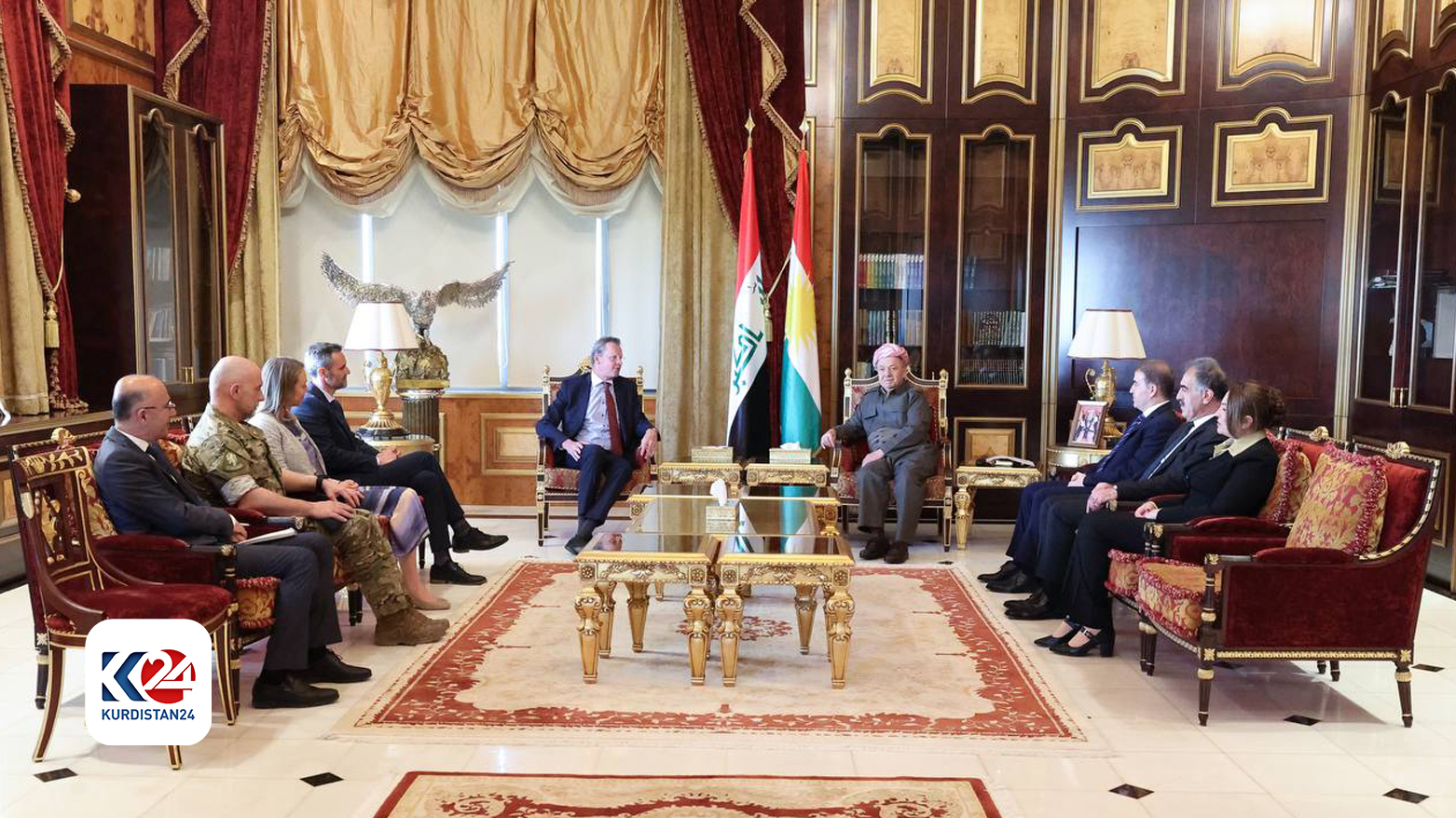 A photo of the meeting between KDP President and both Consul Generals of Germany & Netherlands. (Photo: Kurdistan 24)