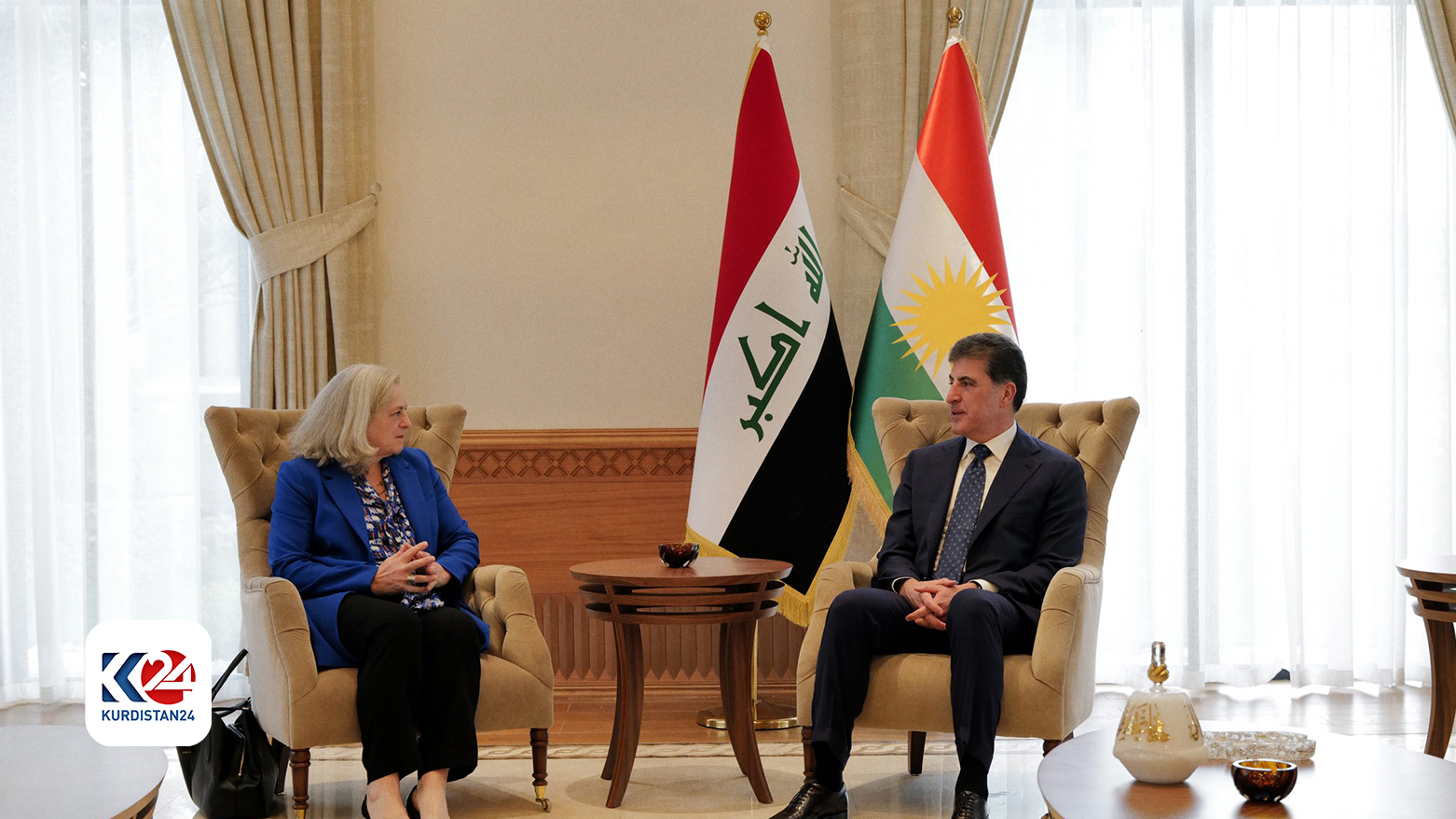 KRG President Nechirvan Barzani (R) and United States Ambassador to Iraq Alina L. Romanowski (L). (Photo: KRG Presidency)