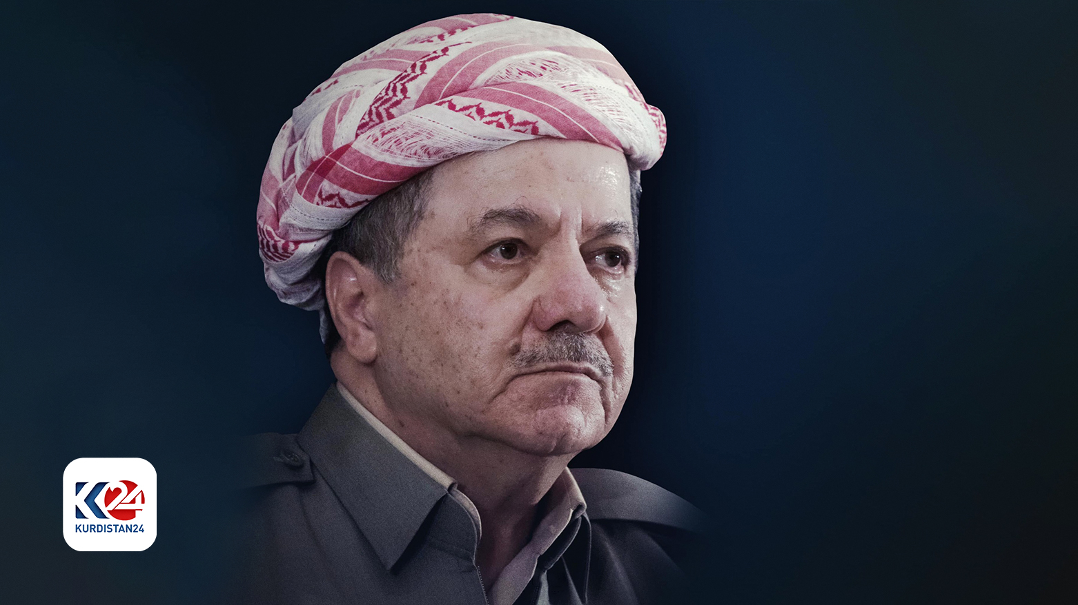 KDP President Masoud Barzani. (Photo: via Barzani HQ and designed by Kurdistan 24)
