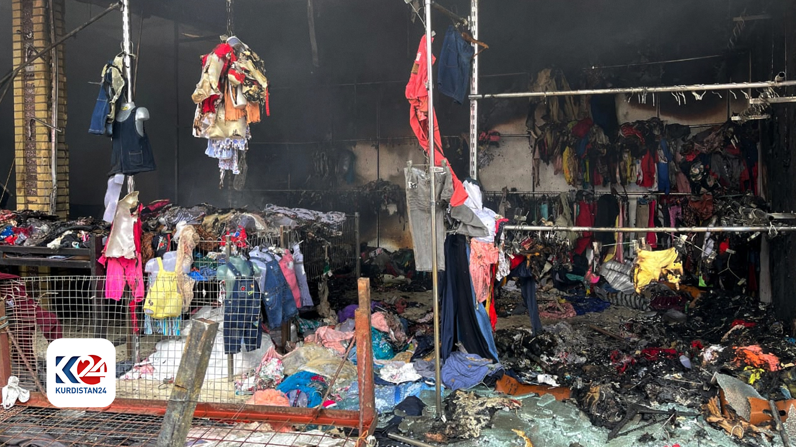 The photo of burnt shop in the Langa Bazaar. (Photo: Kurdistan 24)