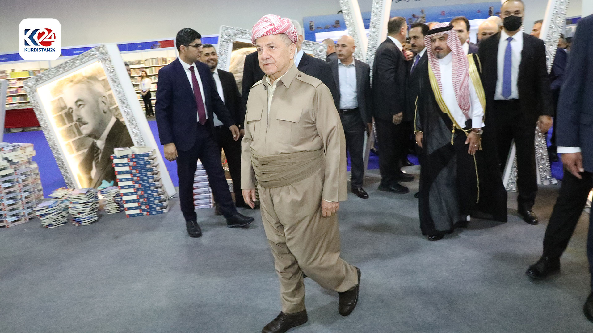 KDP President Masoud Barzani at the 16th international book fair, April 17, 2024. (Photo: Kurdistan 24)