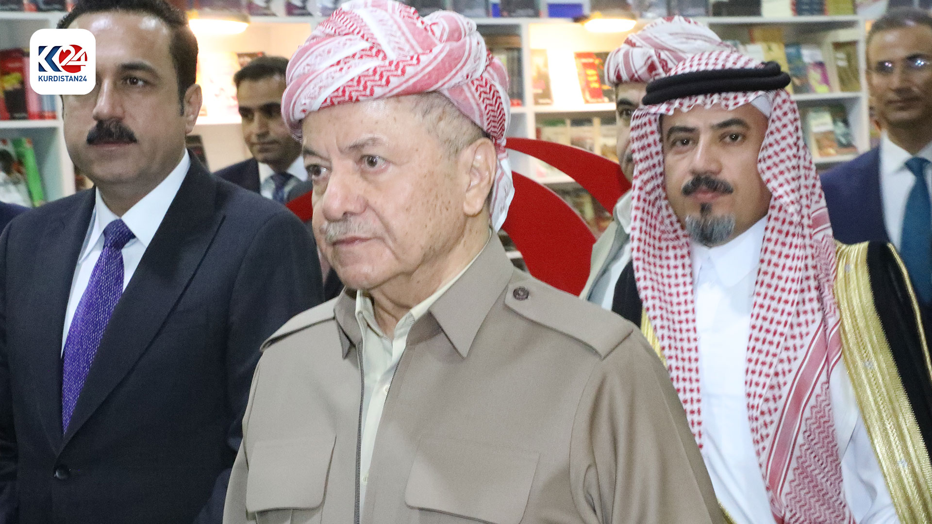 KDP President Masoud Barzani at the 16th international book fair, April 17, 2024. (Photo: Kurdistan 24)