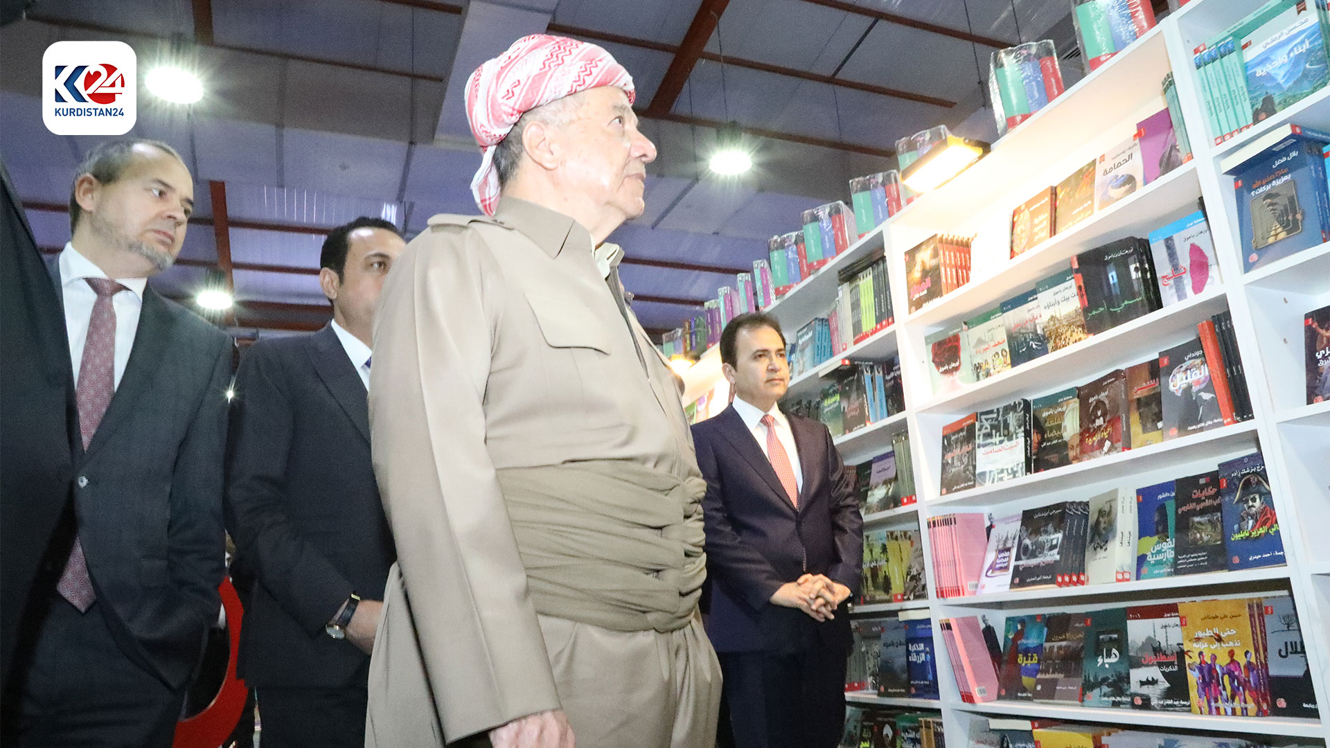 KDP President Masoud Barzani at the 16th international book fair, April 17, 2024. (Photo: Kurdistan 24)