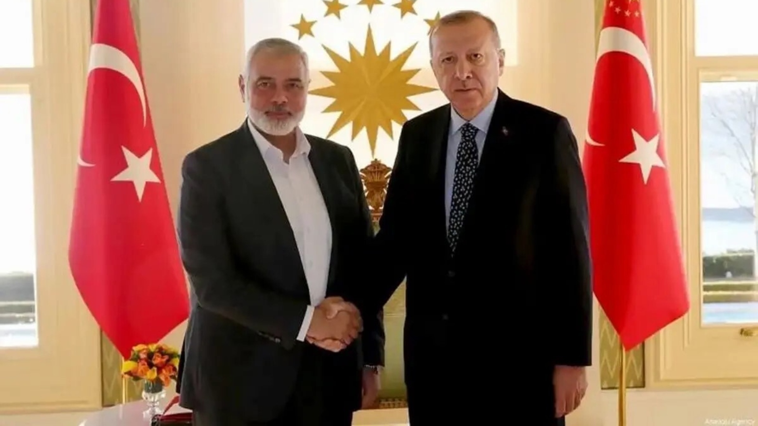 رجب طیب اردوغان رئیس جمهور ترکیە و اسماعیل هنیە رئیس دفتر سیاسی حماس