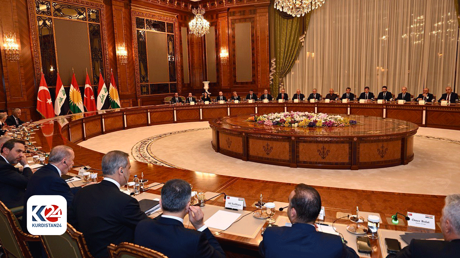The meeting of Turkish President Recep Tayyip Erdogan with top Kurdish officials, April 22, 2024. (Photo: KRG)