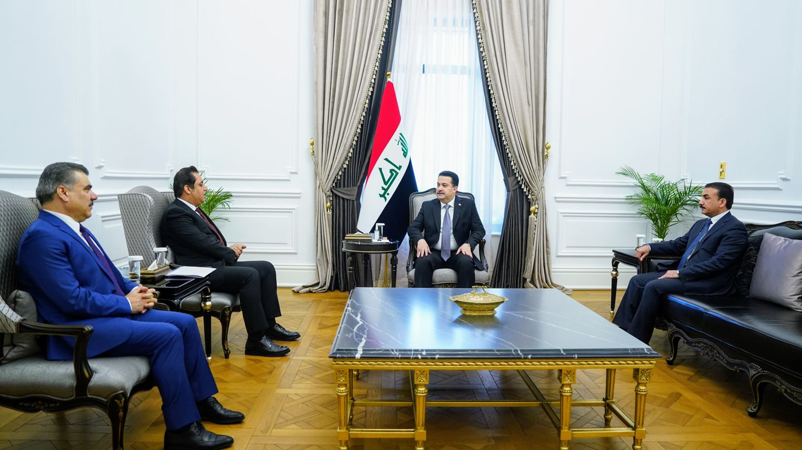 The meeting between the Iraq's Prime Minister al-Sudani with KRG's Education Minister Alan Hama Saeed & Federal Minister of Education Ibrahim Namis Al-Jubouri. (Photo: Iraqi Government)