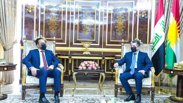 KRG PM Barzani (right) during his meeting with Haitham al-Jabouri, the head of Iraq's Kafa party, August 1, 2021. (Photo: KRG)