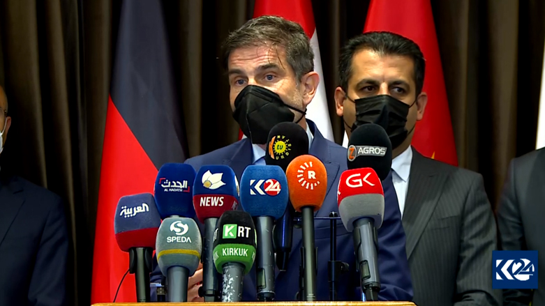 German Consul General to Kurdistan Region Klemens Semtner speaks during a press conference in Erbil, August 2, 2021. (Photo: Kurdistan 24)