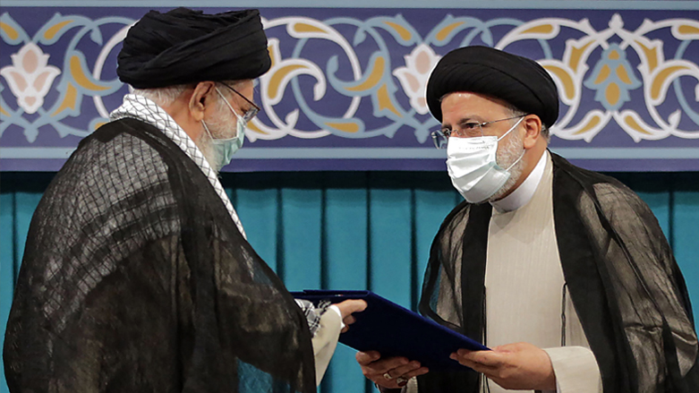 The inauguration ceremony of Ebrahim Raisi (right) as president, in Khamenei's office in Tehran, Iran, August 3, 2021. (Photo: Khamaenei.IR /AFP)