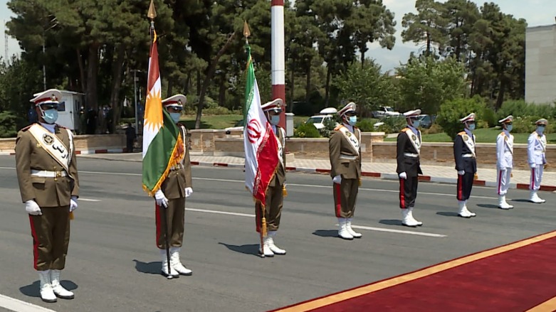 During the inauguration ceremony of new Iranian President  Ibrahim Raisi. the flag of the Kurdistan Region is flown alongside Iran's. (Photo: Kurdistan 24) 