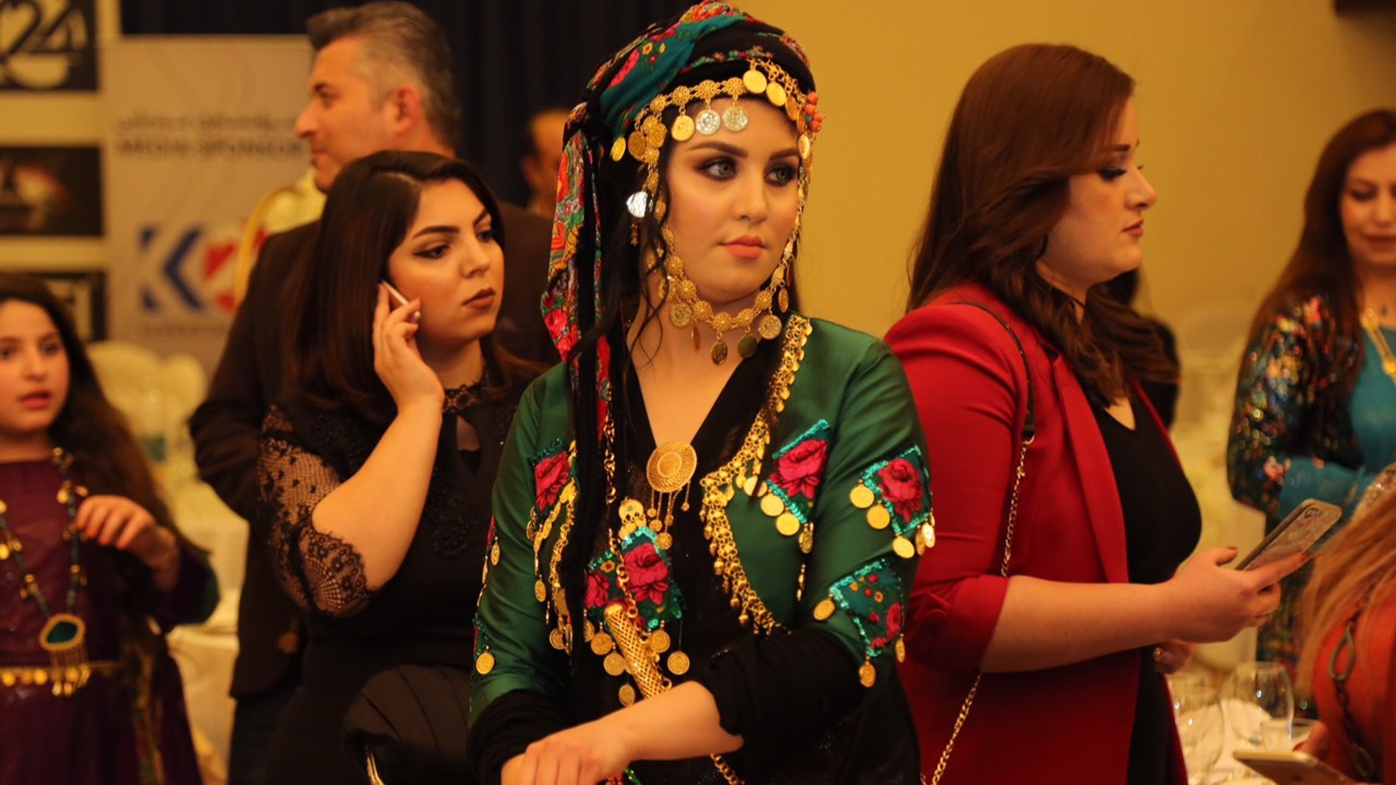 A woman in traditional Kurdish attire during a fashion design contest in the Kurdistan Region's Sulaimani, Feb. 1, 2019. (Photo: Kurdistan 24/Ibrahim Fatah)