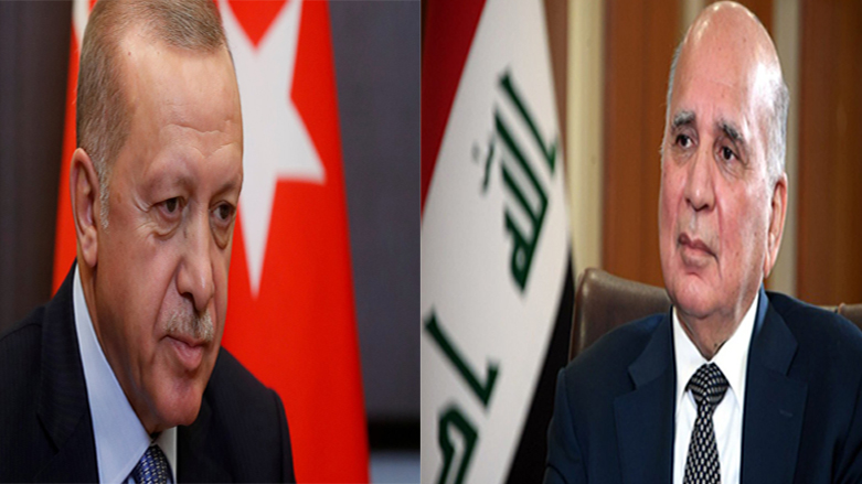 فواد حسین، وزیر امور خارجه عراق و رجب طیب اردوغان، رئیس جمهور ترکیه