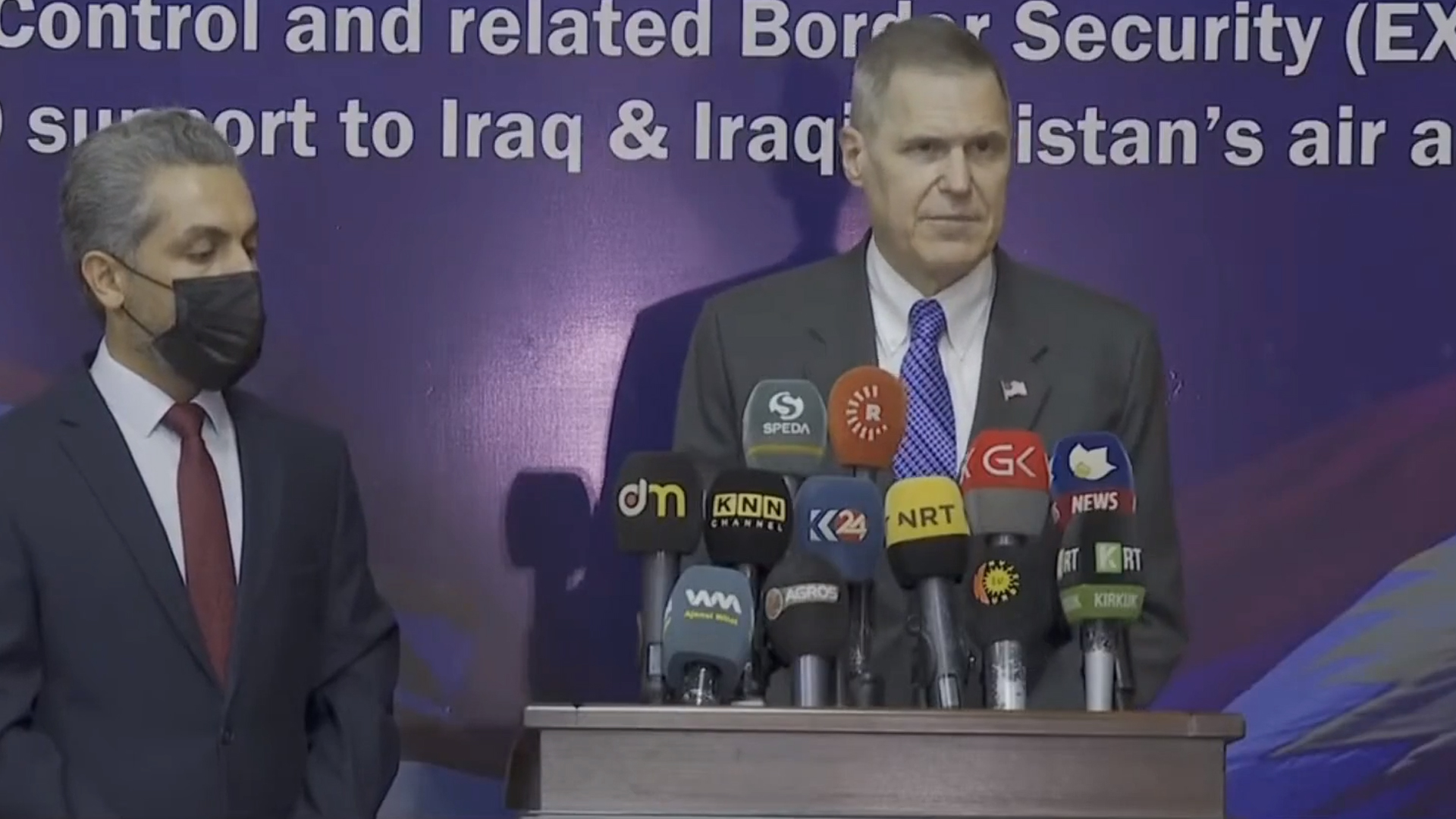 US Ambassador to Iraq Mathew Tueller speaks during a press conference in Erbil, August 11, 2021. (Photo: Screengrab/Kurdistan 24)