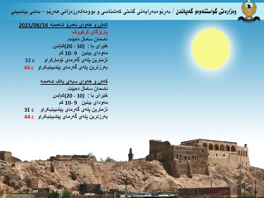 كەشوھەوای ئەمڕۆ و سبەی كەركووك