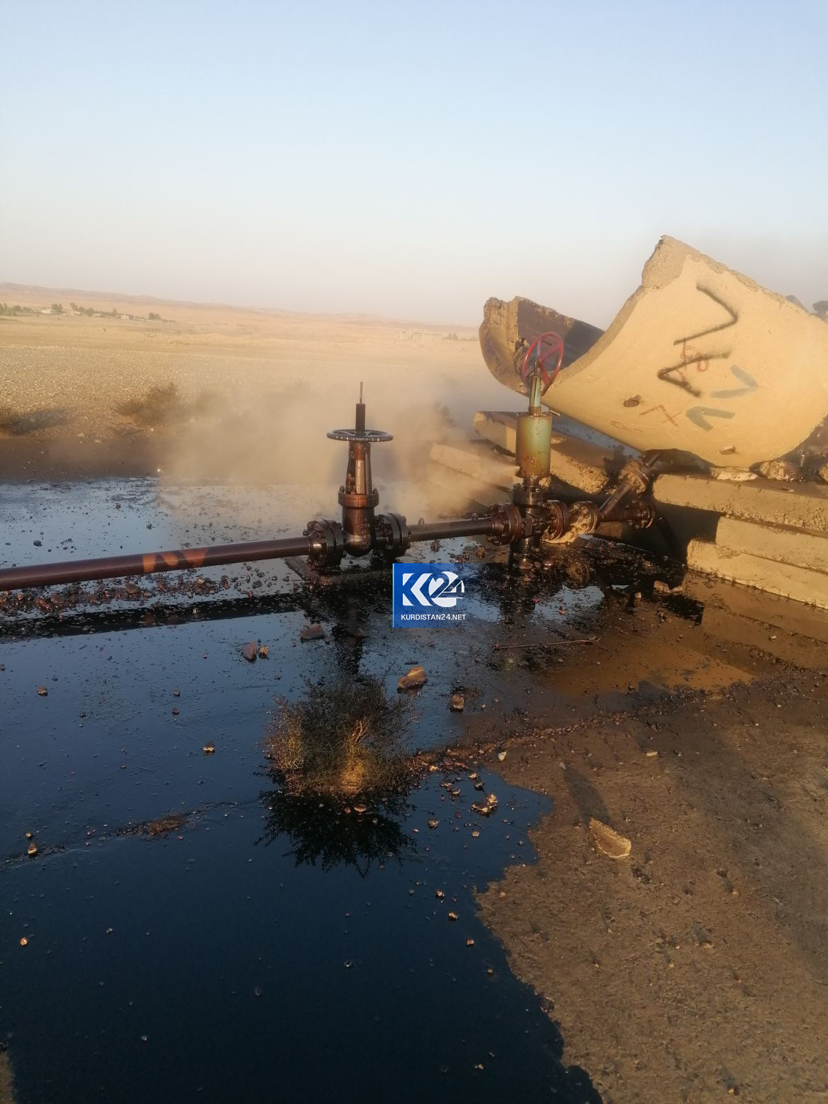 دیمەنی بۆریە نەوتەکە دوای تەقاندنەوە