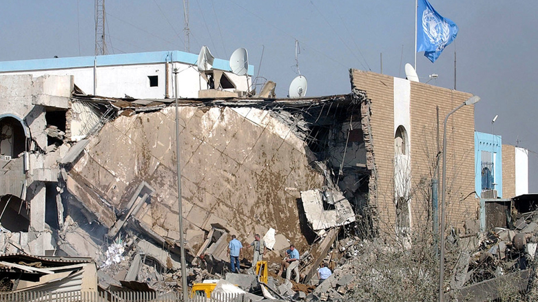 The blast-affected UN building in 2003 in Baghdad. (Photo: UN)