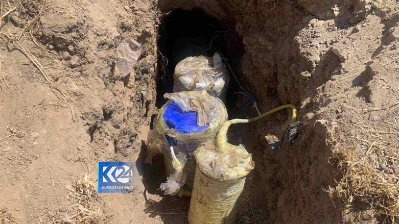 Part of a roadside bomb defused by Peshmerga forces, Aug. 5, 2021. (Photo: Kurdistan 24/Archive)