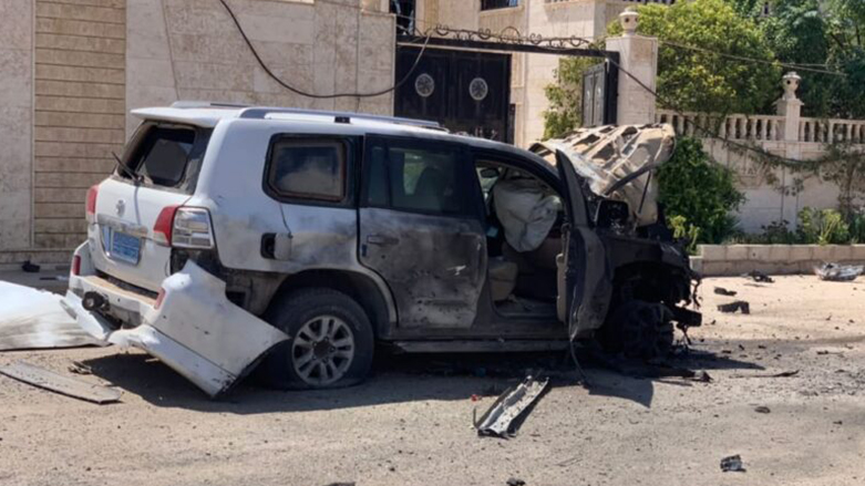 The aftermath of an alleged drone strike in the northern Syrian town of Qamishlo, Aug. 22, 2021. (Photo: Social media)