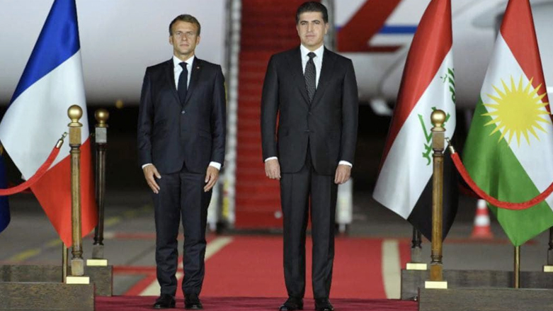Macron gihîşt Hewlêrê û ligel berpirsên bilind ên Herêma Kurdistanê dicive
