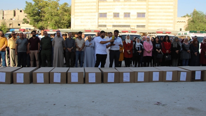 The bodies of 29 ISIS victims were found in a mass grave in Manbij on Wednesday, July 27, 2022 (Photo: Hawar News Agency)