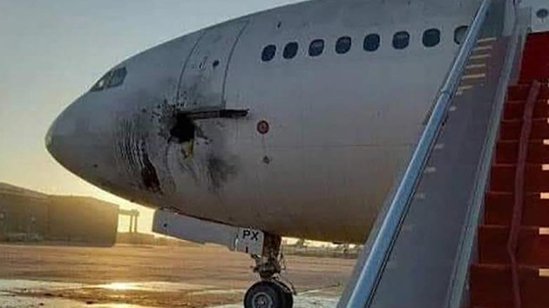 The Iraqi plane that was targeted by armed groups' missile attack at Baghdad airport, Iraq, January, 2021. (Photo: Iraqi government)