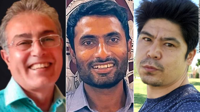 جرى التعرف على محمد أحمدي، إلى اليسار، ومحمد أفضل حسين، في الوسط، وأفتاب حسين على أنهم ثلاثة من أربعة رجال مسلمين قُتلوا مؤخراً في ألبوكيرك